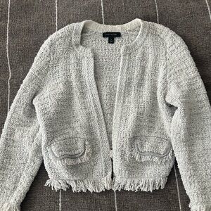 Ann Taylor Textured Grey & Silver Knitted Jacket